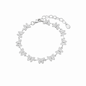 Pulseira Infantil Borboletas Coleção Veri Kids Banho de Ródio Branco