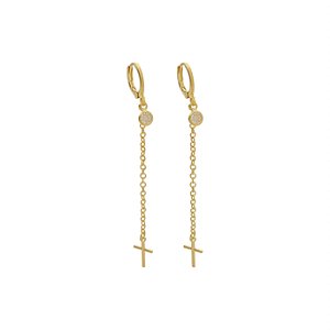 Argolinha Corrente e Cruz Banho de Ouro 18k