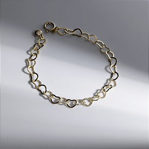 Pulseira Corações Entrelaçados Banho de Ouro 18k