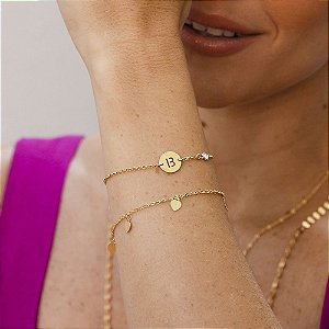 Pulseira Ilumine-se Inicial Banho de Ouro 18k