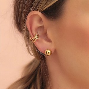 Brinco de Bola M - Banho de Ouro 18k