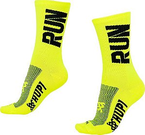 Meia HUPI Run Amarelo Neon/Preto