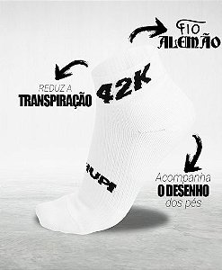 Meia Curta para Corrida HUPI - Running Pro 42K Branco