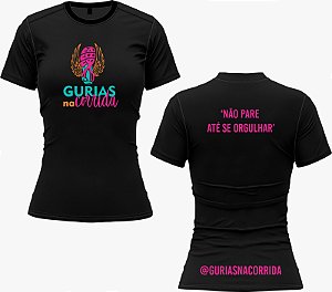 Camiseta Babylook Não Pare até se Orgulhar - Gurias na Corrida - Preta