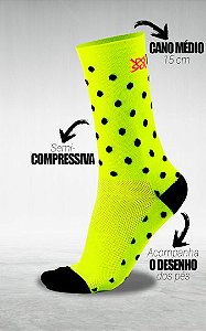 MEIA HUPI AMARELO NEON DOTS LT - PARA PES MENORES