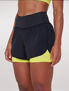 Short com Bermuda Essential Run Lope Verde Fluor - Gurias na Corrida