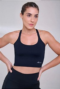 Top Authen Essencial Run Cropped Lenghty Preto