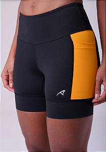 Bermuda Authen Grit Bossa 15 cm | Preto/ Laranja