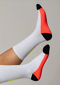 Meia Cano Medio Arrows Branca/Amarelo 34-39