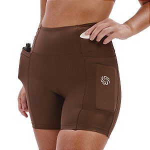 Short La Vie de Compressão com Multibolsos Total Emana Café