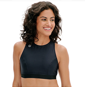 Top La Vie Cropped Dupla Face Preto e Grafite