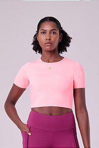 Camiseta Signature Cropped Samba Coral Fluor
