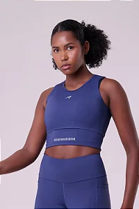 Top Cropped Authen Grit Trail Serra com Bolso Azul Noite