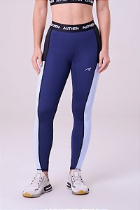 Legging Essential Flex Block Azul Marinho/Azul Claro/Preto