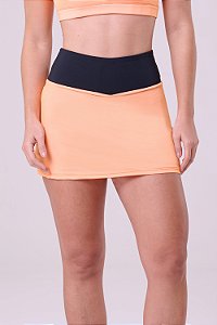 Saia com Bermuda Essential Run Mesh Laranja Fluor