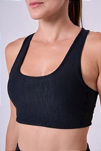 TOP NADADOR TEXTURIZADO FEM | PRETO