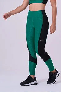 LEGGING 4 BOLSOS C/ ZIPER NO COS TEXTURIZADA FEM | VERDE / PRETO