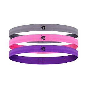 FAIXA DE CABELO HUPI KIT 3 CINZA/PINK/ROXO TAM.: UNICO.