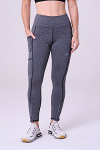 Legging Thermal Ziper Refletivo Protect Fem | PRETO MESCLA