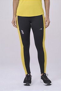 Legging Authen Grit Preto / Amarelo Manga