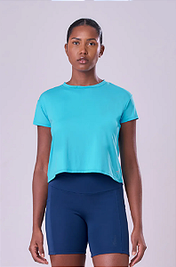 CAMISETA CROPPED KEEP COOL CUT UV50 AZUL PACIFIC