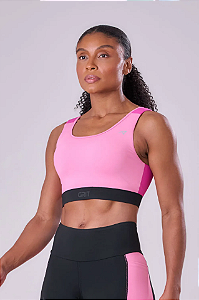 TOP GRIT BOSSA AJUSTAVEL 1 BOLSO RETO  ROSA MALVA/PINK FLUOR/PRETO