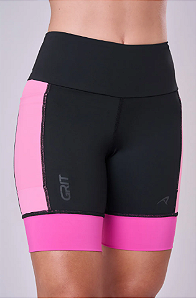 BERMUDA GRIT BOSSA 3 BOLSOS 18CM PRETO/ROSA MALVA/PINK FLUOR
