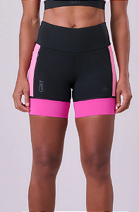 BERMUDA GRIT BOSSA 3 BOLSOS 15CM PRETO/ROSA MALVA/PINK FLUOR