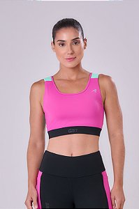 TOP GRIT BOSSA AJUSTAVEL 1 BOLSO RETO PINK FLUOR/VERDE MENTA/PRETO