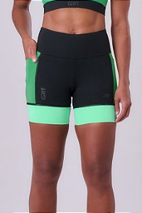 BERMUDA GRIT BOSSA 3 BOLSOS 15CM PRETO/VERDE VIBRANTE/VERDE MENTA