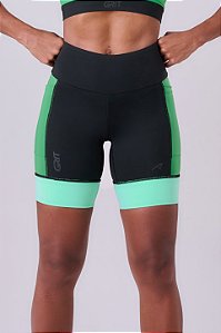 BERMUDA GRIT BOSSA 3 BOLSOS 18CM PRETO/VERDE VIBRANTE/VERDE MENTA