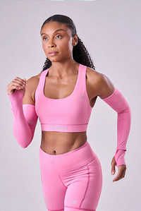 MANGUITO COAT DE COMPRESSAO C/ ABERTURA PARA RELOGIO E DEDEIRA ROSA MALVA