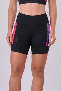 BERMUDA GRIT BOSSA 3 BOLSOS 15CM PRETO/ESTAMPA FESTIVAL