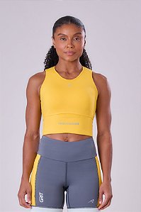 TOP CROPPED GRIT BOSSA 1 BOLSAO AMARELO VIVO