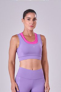TOP SIGNATURE SAMBA 2 EM 1 DUPLA FACE PINK FLUOR/ROXO NEVOA