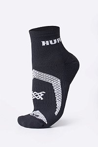 Meia Curta para Corrida HUPI Running Pro Prime Preto e Branco - Tamanho Plus 42-46