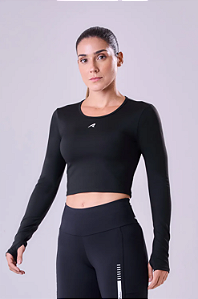 CAMISETA CROPPED SIGNATURE SAMBA MANGA LONGA PRETO