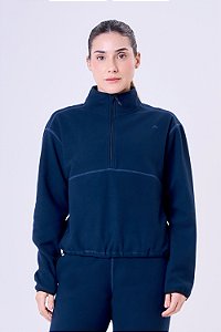 JAQUETA THERMAL WARM FLEECE 1/2 ZIPER AZUL MARINHO