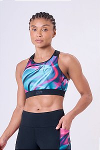 TOP GRIT BOSSA AJUSTAVEL 1 BOLSO NADADOR ESTAMPA YARA / PRETO