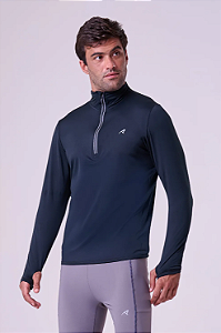 BLUSA THERMAL WARM C/ 1/2 ZIPER MASCULINA PRETO