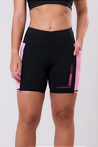 BERMUDA SIGNATURE SAMBA 3 BOLSOS 15CM PRETO / ROSA POP