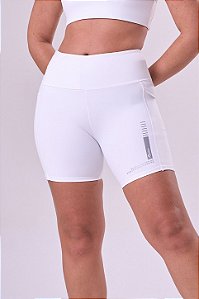 BERMUDA SIGNATURE SAMBA 3 BOLSOS 15CM ALL WHITE BRANCO COM FORRO