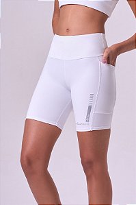 BERMUDA SIGNATURE SAMBA 3 BOLSOS 18CM ALL WHITE BRANCO COM FORRO