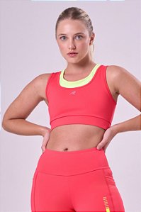 TOP SIGNATURE SAMBA 2 EM 1 DUPLA FACE MELANCIA / AMARELO FLUOR