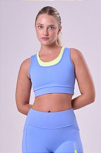 TOP SIGNATURE SAMBA 2 EM 1 DUPLA FACE AZUL PERSA / AMARELO FLUOR