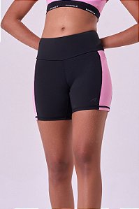BERMUDA SPRINT GINGA 3 BOLSOS 14CM PRETO / ROSA POP