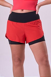 SHORT COM BERMUDA SIGNATURE SAMBA 3 BOLSOS SELADO VERMELHO ESCURO / PRETO