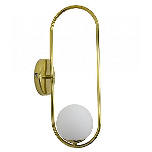 Arandela Pendulo Dourado Polido 12x18x45cm com 1x Globo Ø12cm para 1x Lâmpada G9