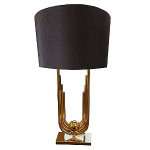Abajur Dourado com Cupula Marrom para Lampada E27 60cm