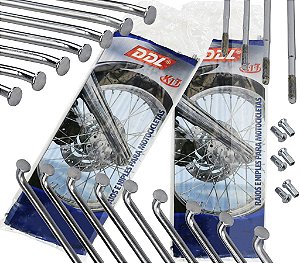 Jogo Raio Cromado Moto D/t + Niples Titan Fan Start Lona 4mm